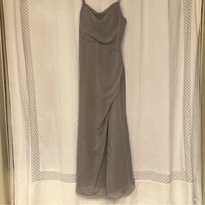 JJs House Elegant Gray Maxi Dress, bridesmaid, wedding guest, homecoming, prom